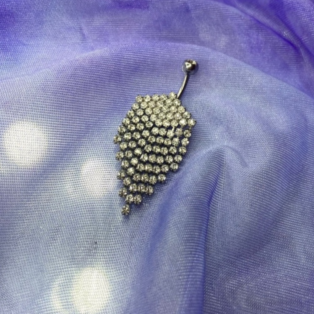 Pierced Nation Dangle Belly Button Ring Chandelier Silver Gems Jewelry Piercing